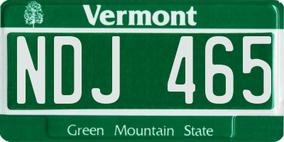 VT license plate NDJ465