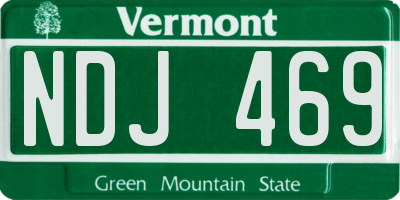 VT license plate NDJ469