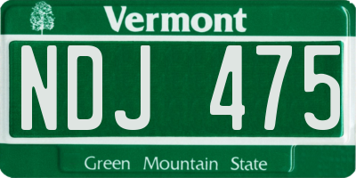 VT license plate NDJ475