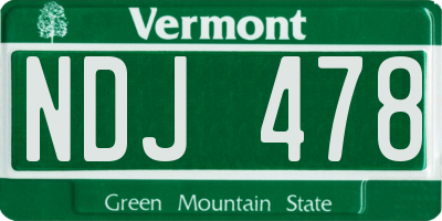 VT license plate NDJ478