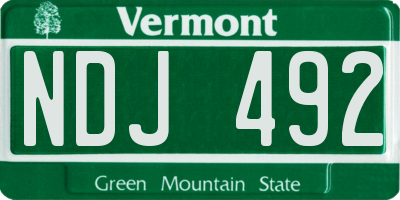 VT license plate NDJ492