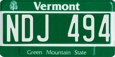 VT license plate NDJ494