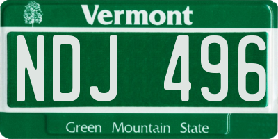 VT license plate NDJ496