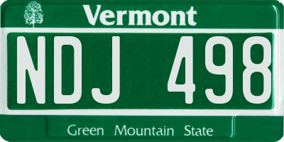 VT license plate NDJ498