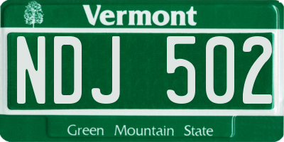 VT license plate NDJ502