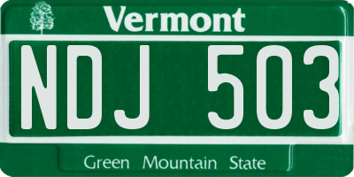 VT license plate NDJ503