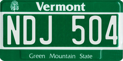VT license plate NDJ504