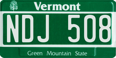 VT license plate NDJ508