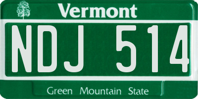 VT license plate NDJ514