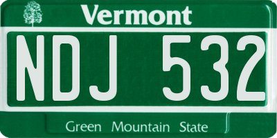 VT license plate NDJ532