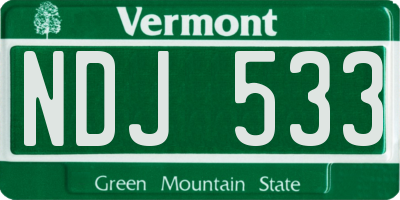 VT license plate NDJ533