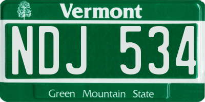 VT license plate NDJ534