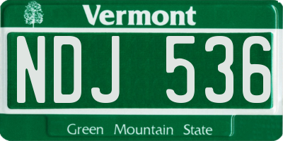 VT license plate NDJ536