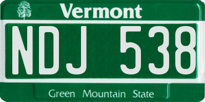 VT license plate NDJ538