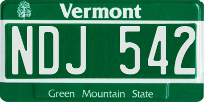 VT license plate NDJ542