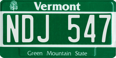 VT license plate NDJ547