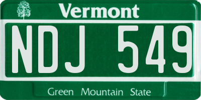 VT license plate NDJ549