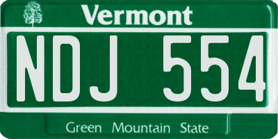 VT license plate NDJ554