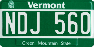 VT license plate NDJ560
