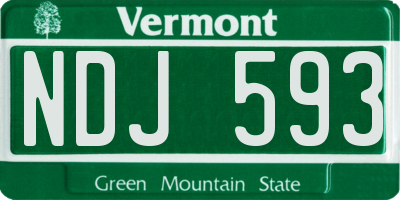 VT license plate NDJ593