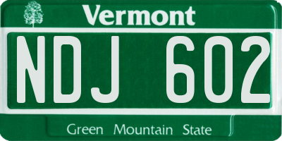 VT license plate NDJ602