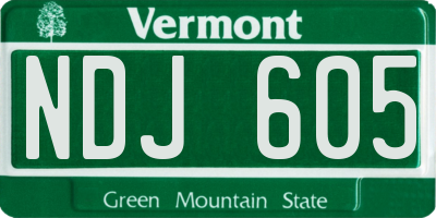VT license plate NDJ605