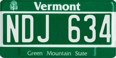 VT license plate NDJ634