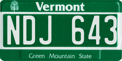 VT license plate NDJ643