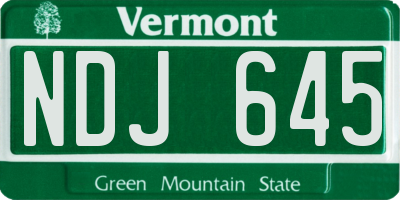 VT license plate NDJ645