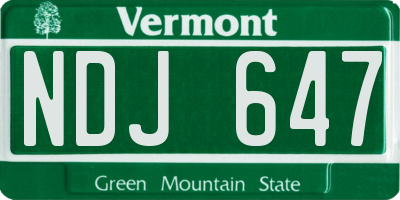 VT license plate NDJ647