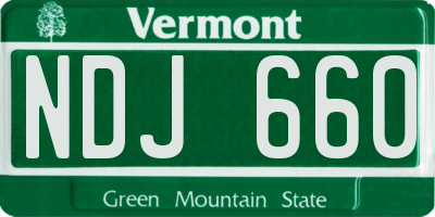 VT license plate NDJ660
