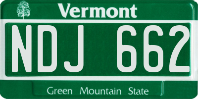 VT license plate NDJ662