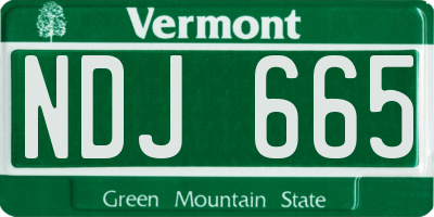 VT license plate NDJ665