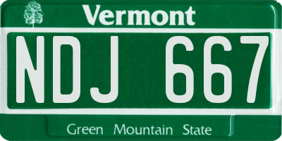 VT license plate NDJ667
