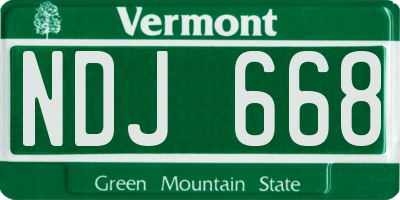 VT license plate NDJ668
