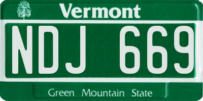 VT license plate NDJ669