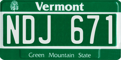 VT license plate NDJ671