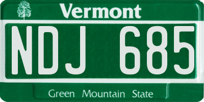 VT license plate NDJ685