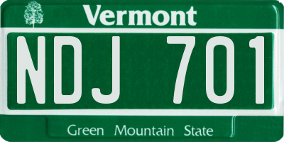 VT license plate NDJ701