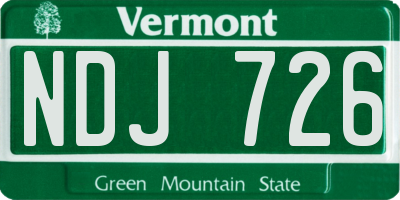 VT license plate NDJ726