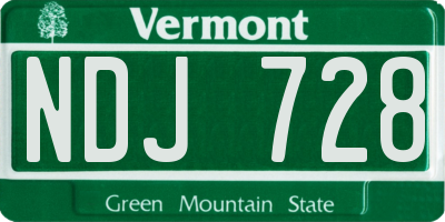 VT license plate NDJ728
