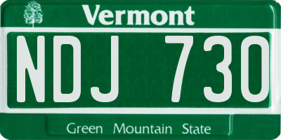 VT license plate NDJ730