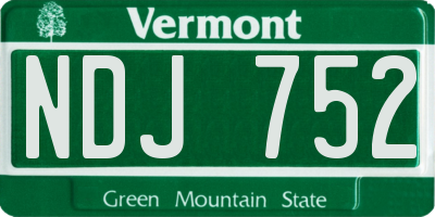 VT license plate NDJ752