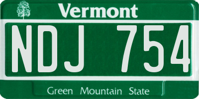 VT license plate NDJ754