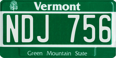 VT license plate NDJ756