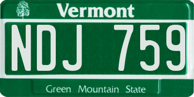 VT license plate NDJ759
