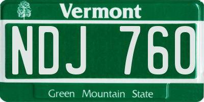 VT license plate NDJ760