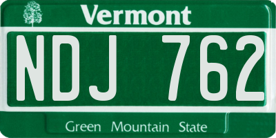 VT license plate NDJ762