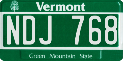 VT license plate NDJ768