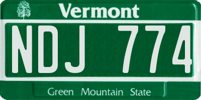 VT license plate NDJ774